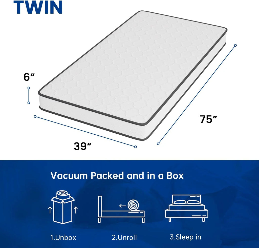 6 Inch Medium Firm Hybrid Twin Mattress J38438