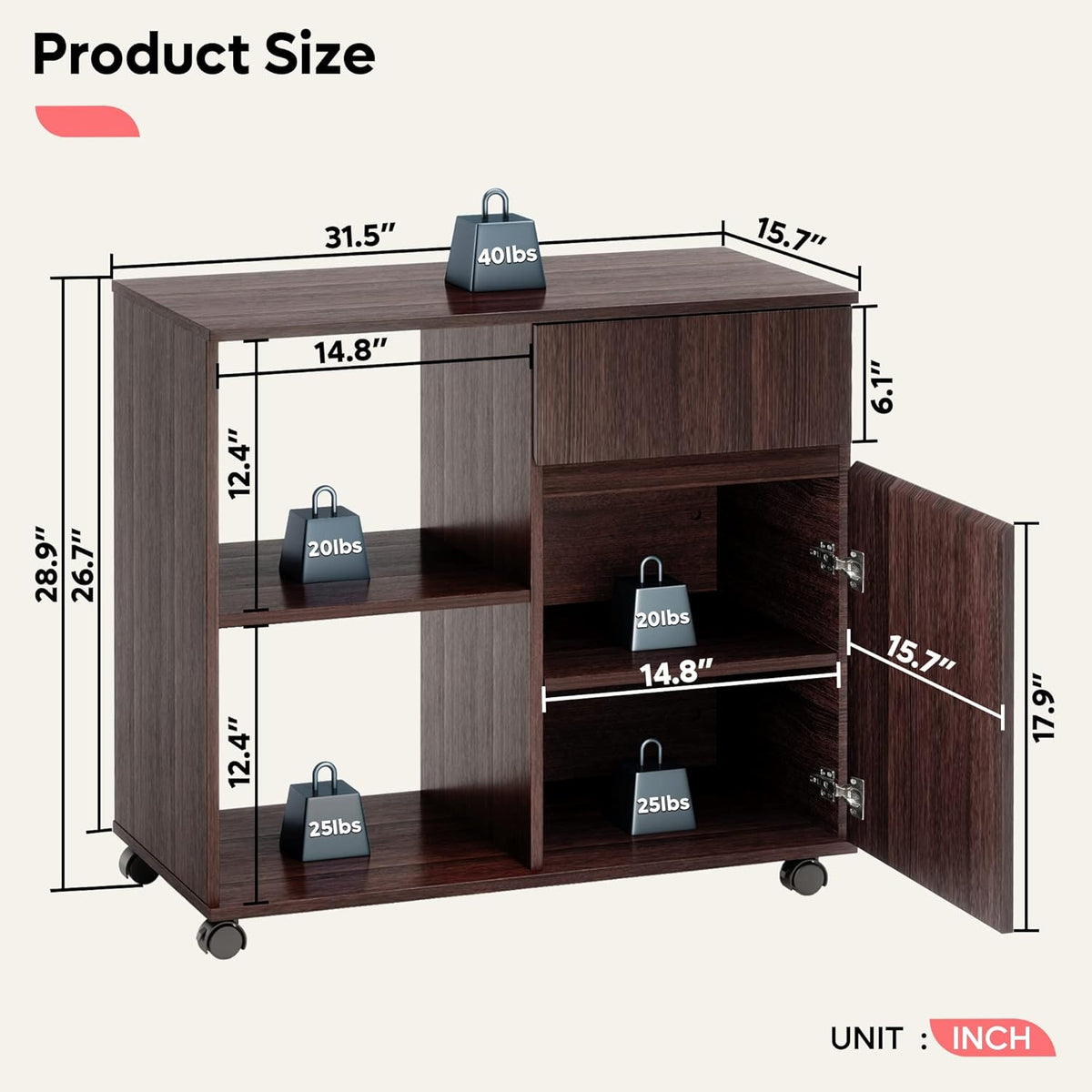 Wood File Cabinet with Storage Shelves G2431