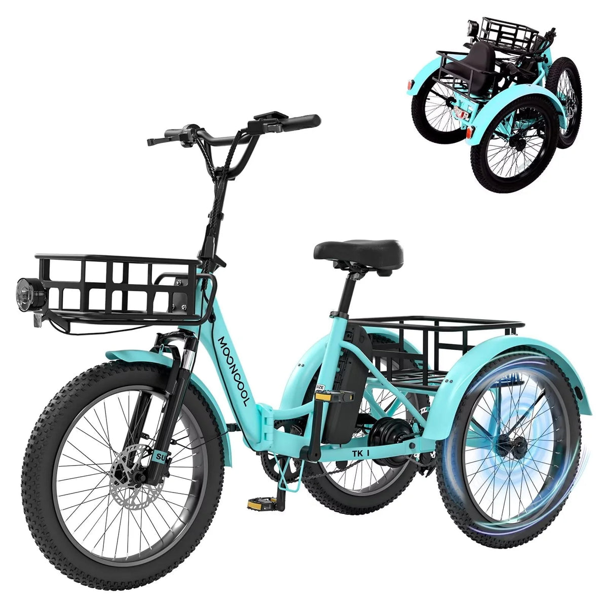 Electric Folding Tricycle with 500W Motor, 48v 14.5Ah Battery, 20*3in Fat Tires A967