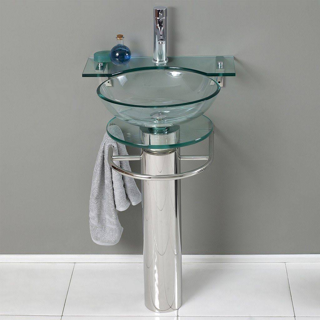 Modern Glass Bathroom Pedestal E558