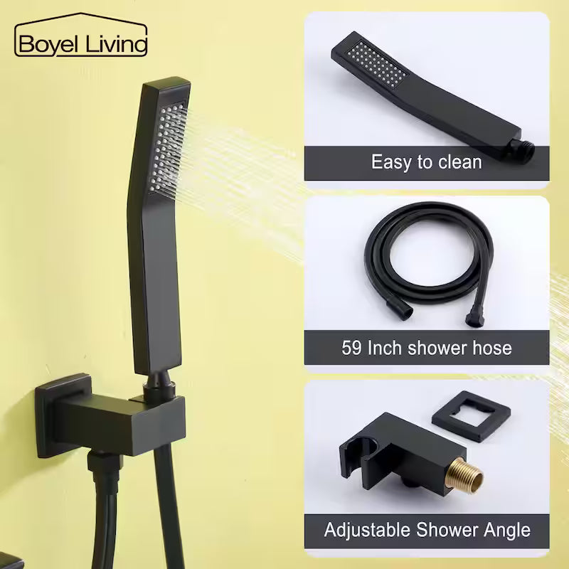 Wall Mount Roman Tub Faucet with Hand Shower Matte Black E97677
