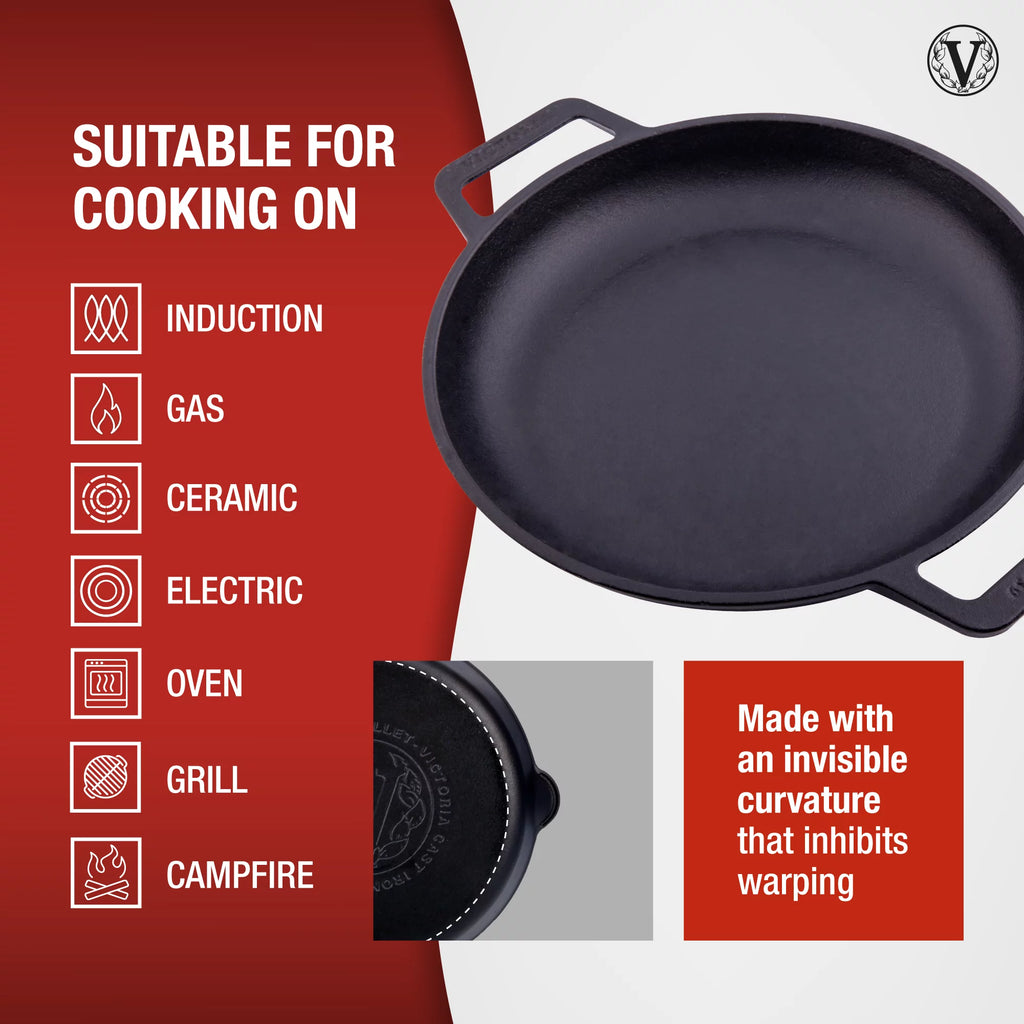 10-Inch Cast Iron Round Skillet with Double Loop Handles I5626