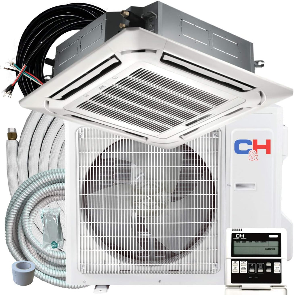 24,000 BTU Ceiling Cassette Mini Split AC/Heating System with Heat Pump W844