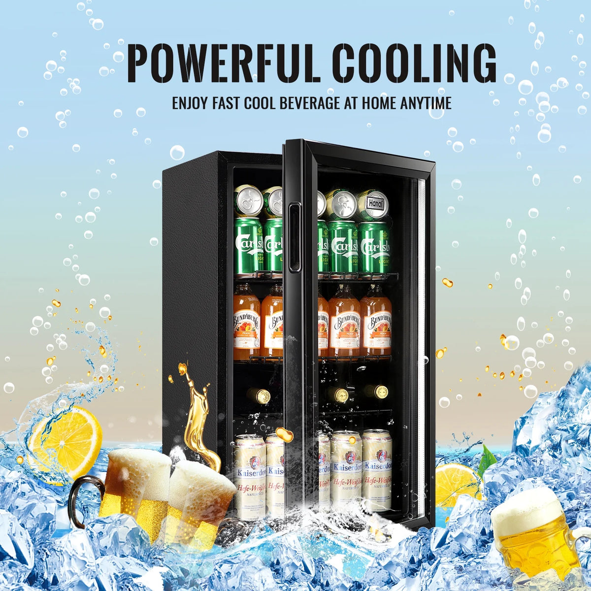 Beverage Refrigerator Cooler 60 Cans 1.7 Cu.ft Mini Fridge Glass Door Y876