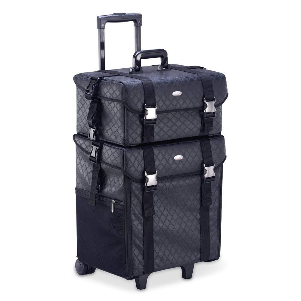 2 in 1 Rolling Makeup Train Case Cosmetic Organizer with Storage Drawers F53838