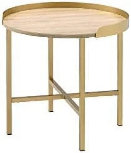 Round End Table with Metal Base C89688
