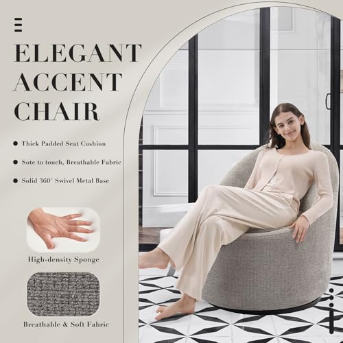 Beige Swivel Accent Chair with Hidden Storage S762