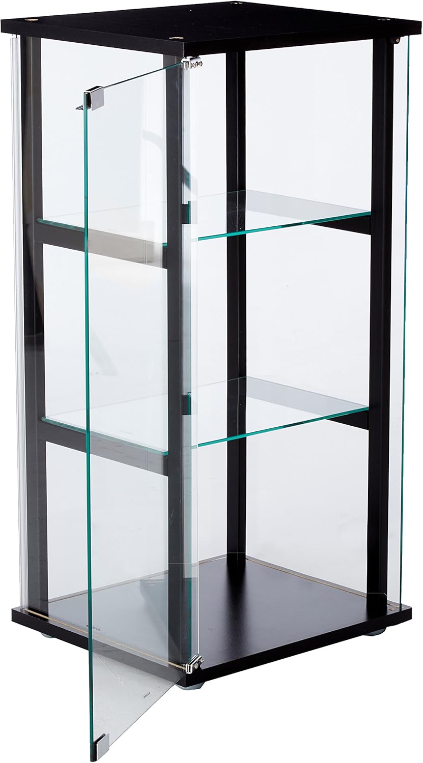4-Shelf Glass Curio Cabinet Black and Clear M528145