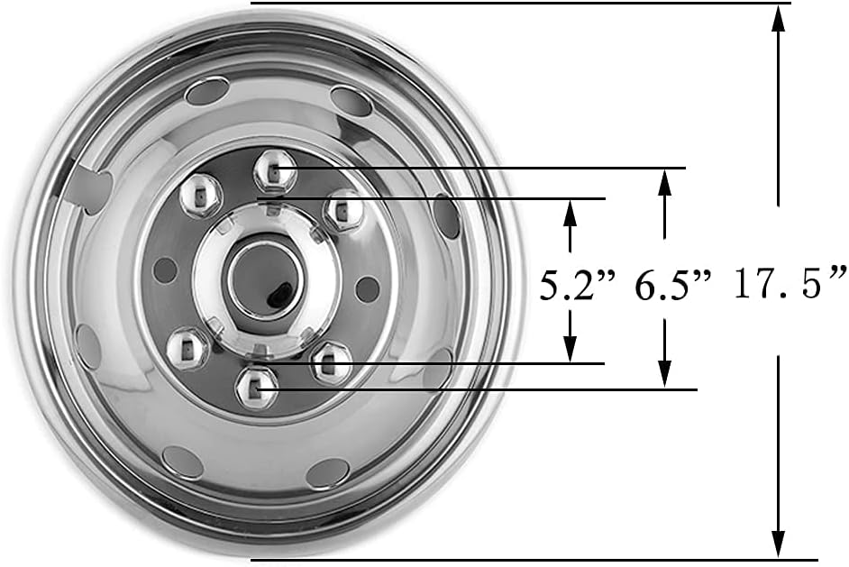 16 Polished Stainless Steel 8 Lug Dually Wheel Simulators B4841