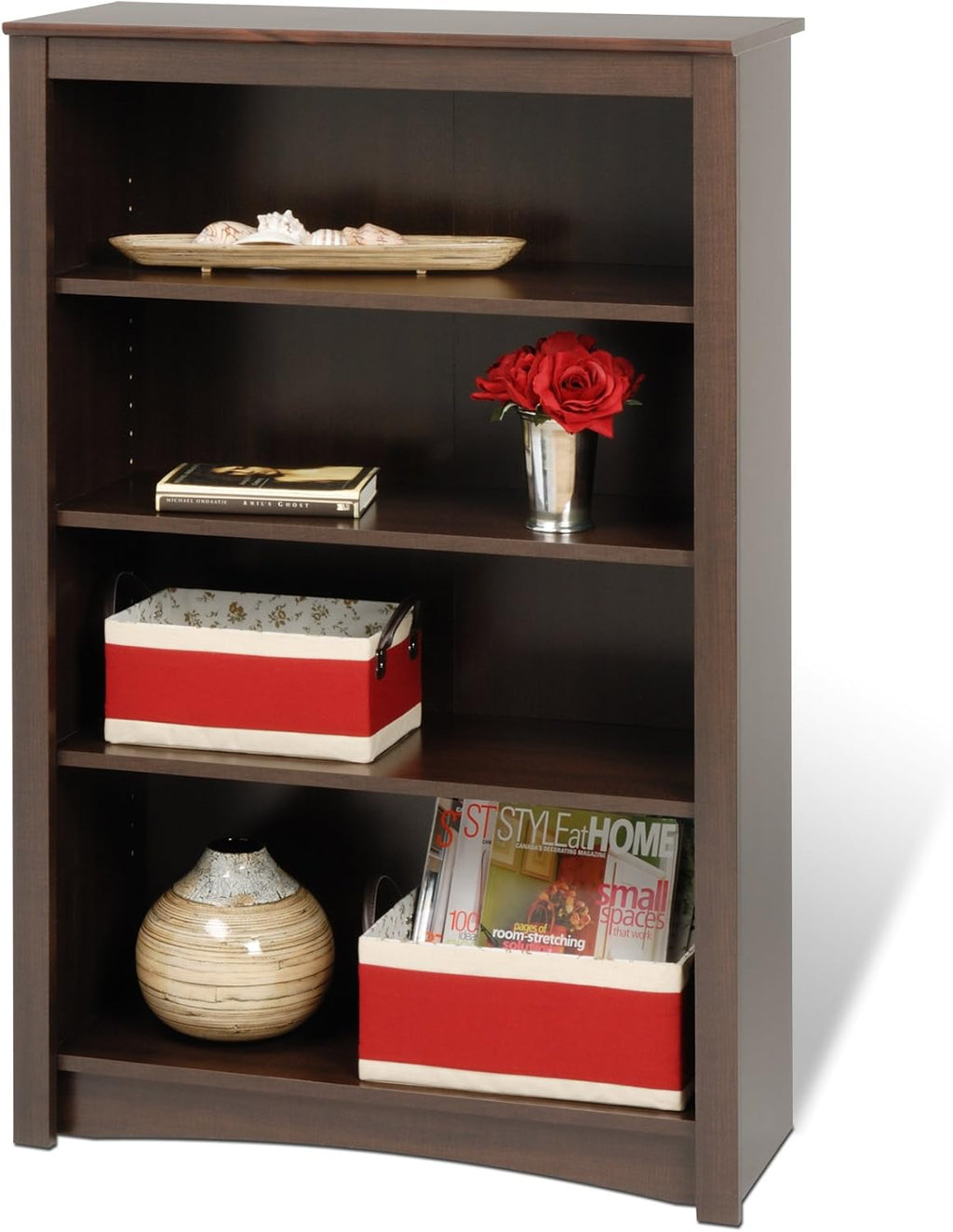 Espresso 4-shelf Bookcase V126