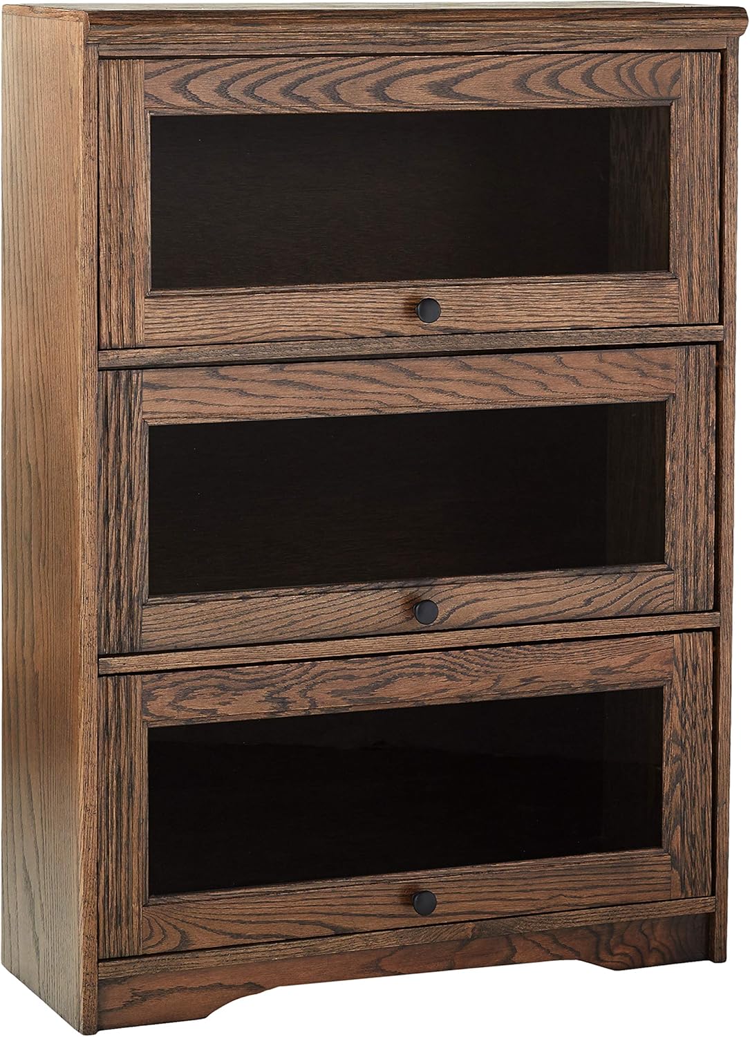 3 Door Lawyer Bookcase, 32 Wide, Medium Oak Finish S364