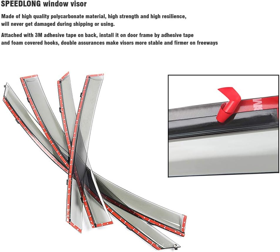 Car Window Visor Vent Shade Deflector Sun Rain Guards Pack of 2 X617479