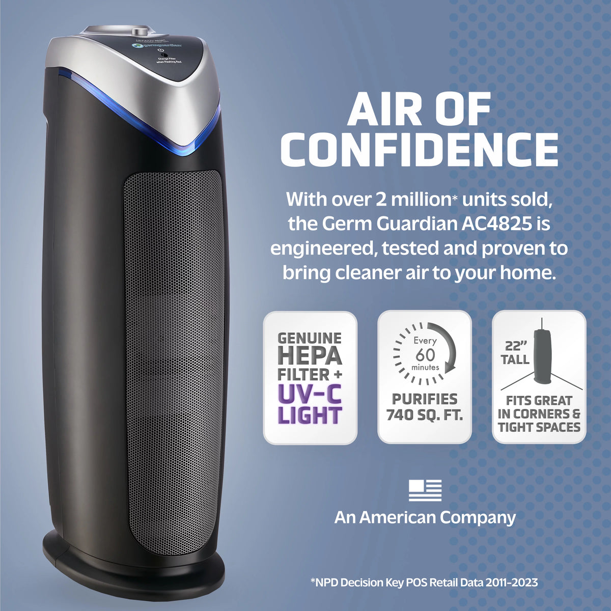 Tower Air Purifier with True HEPA Filter and UV-C Sanitizer, 2-Pack P29963