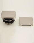 Satin Brass Toe Control Drain Strainer with Square No Hole Faceplate S9634