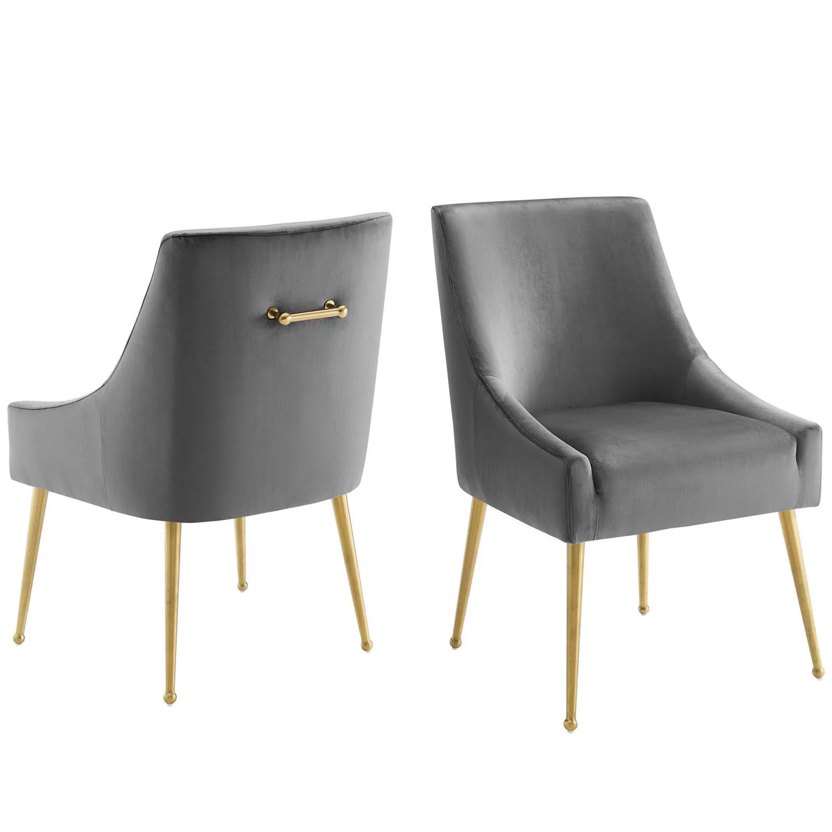 Grey Velvet Set of 2 Dining Chair E951