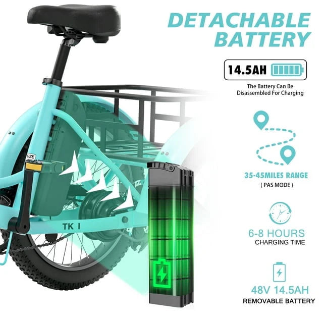 Electric Folding Tricycle with 500W Motor, 48v 14.5Ah Battery, 20*3in Fat Tires A967