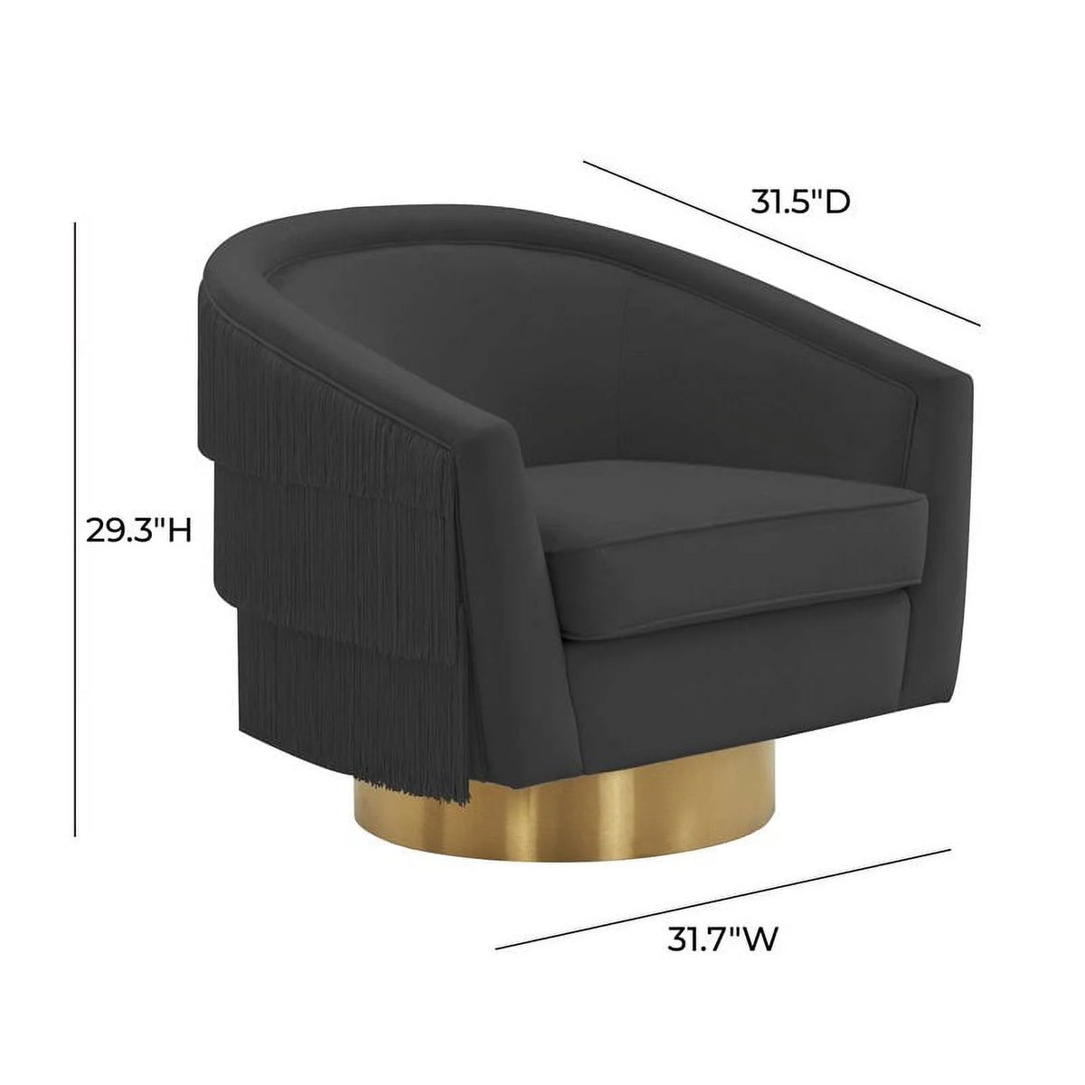 Black Velvet Swivel Accent Chair S521