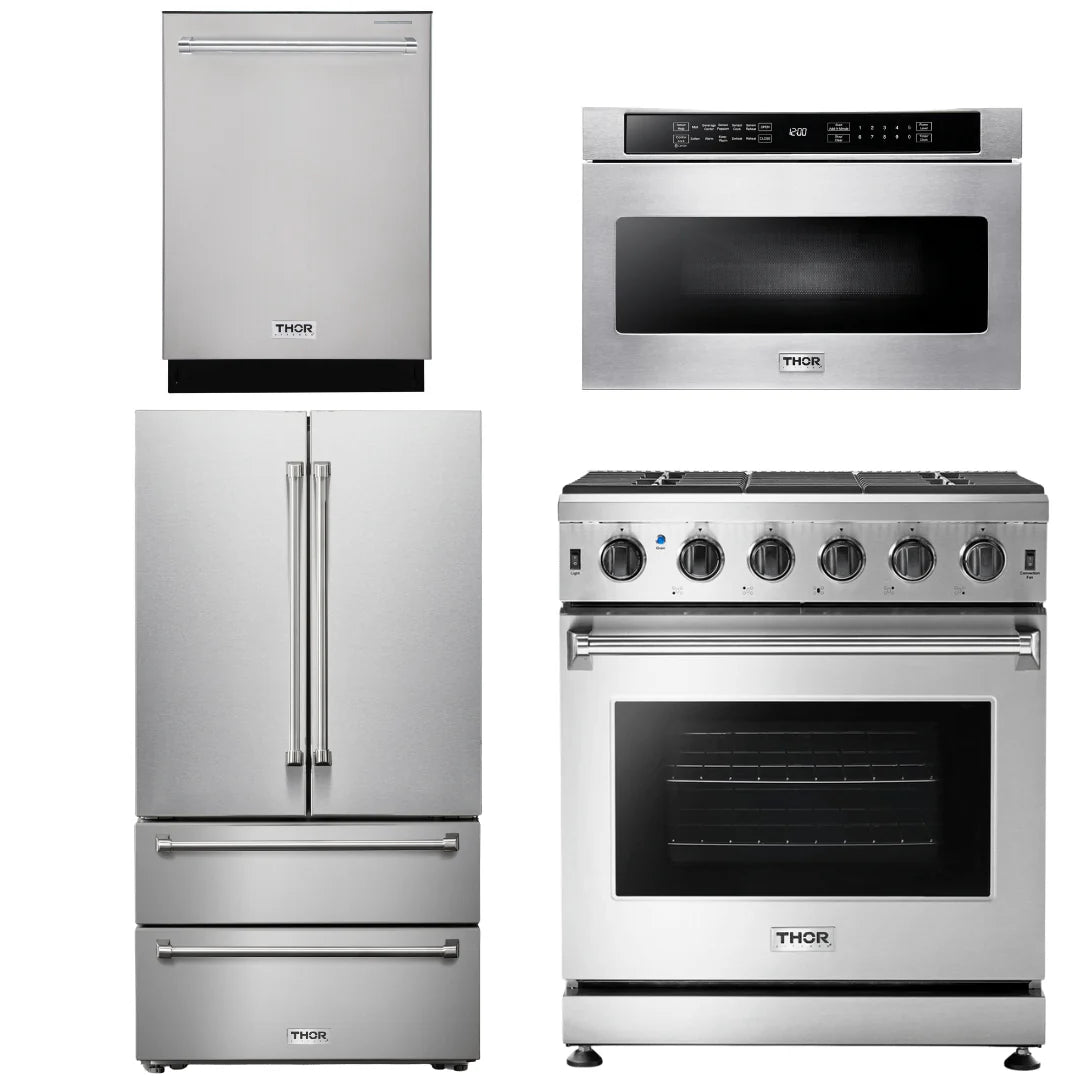 30 Propane Gas Range, Microwave, Refrigerator, Dishwasher Y78808