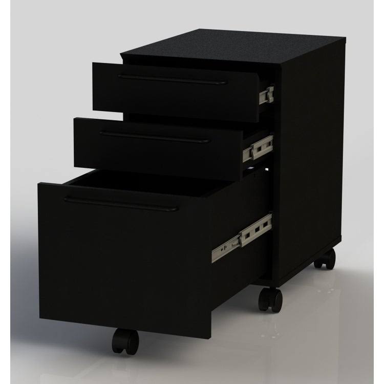 White Engineered Wood Mobile Pedestal with Castors F132