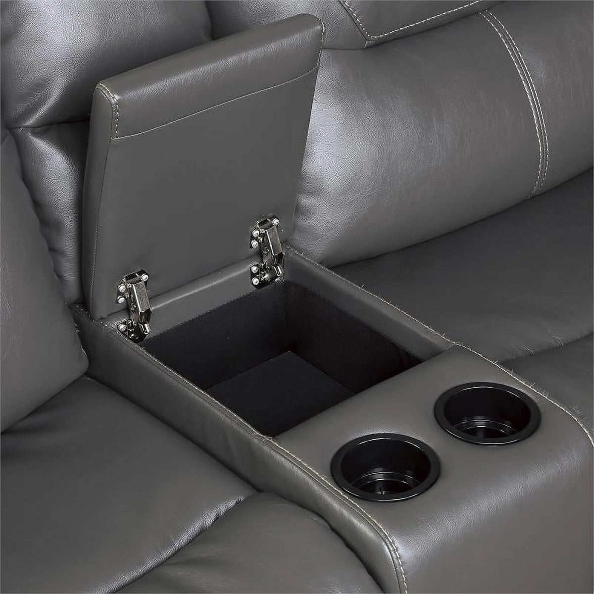 Gray 6 Piece Faux Leather Power Reclining Sectional Q3000