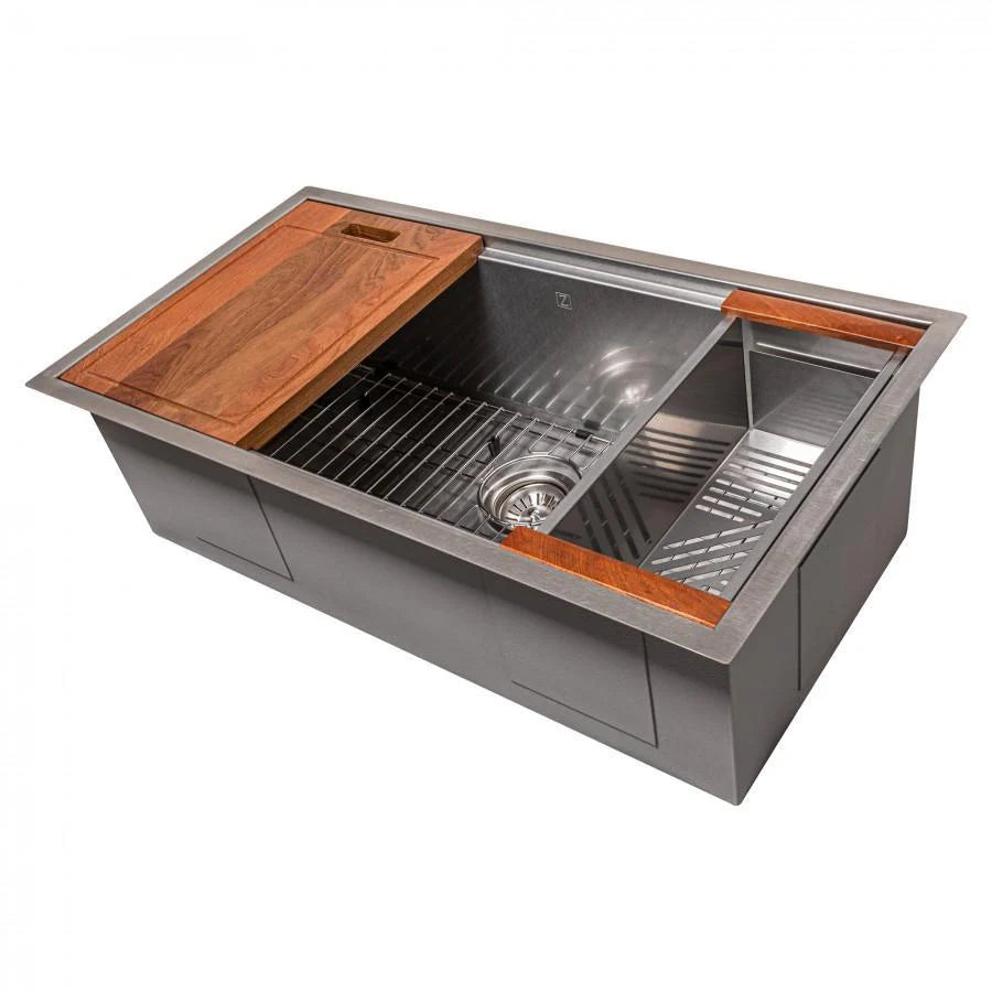 33 in. Undermount Single Bowl Stainless Steel Kitchen Sink with Bottom Grid S53026
