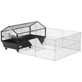 Rolling Metal Small Animal Hutch Cage with Main House and Run Z3155