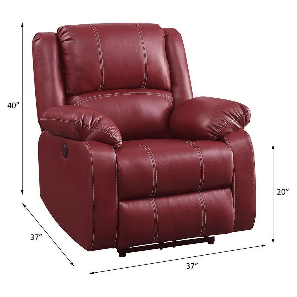 Red Faux Leather Power Recliner N406882
