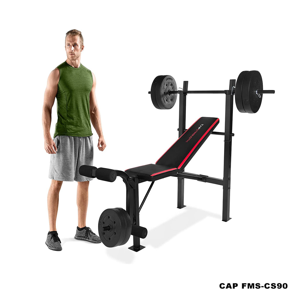 Adjustable Weight Bench with Rack and 90 lb. Weight Set N6876