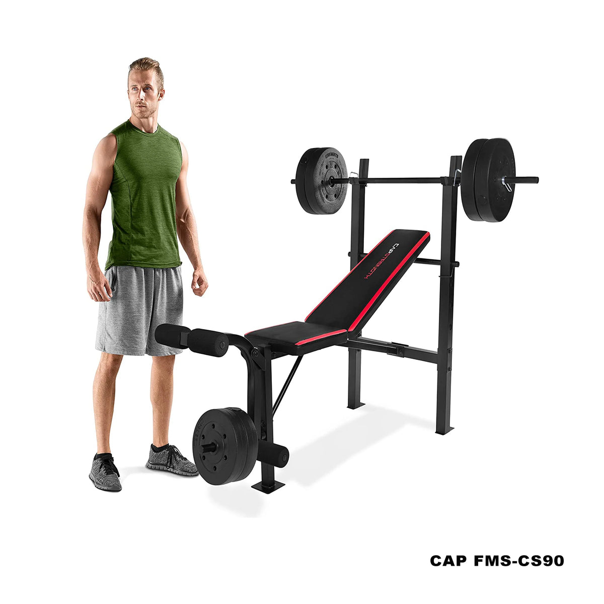 Adjustable Weight Bench with Rack and 90 lb. Weight Set N6876