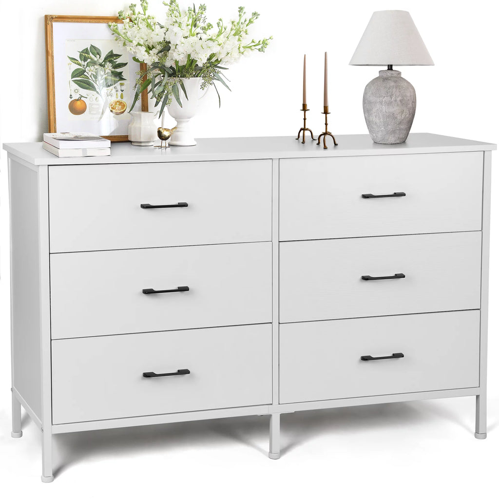 White 6 Drawer Wooden Dresser I366480