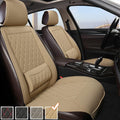 Beige PU Leather Car Seat Covers with Lumbar Support G94434