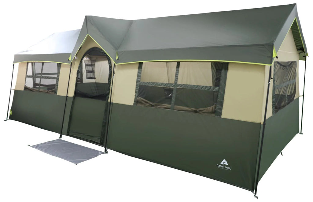 12 Person 3-Room Cabin Tent Green E577327