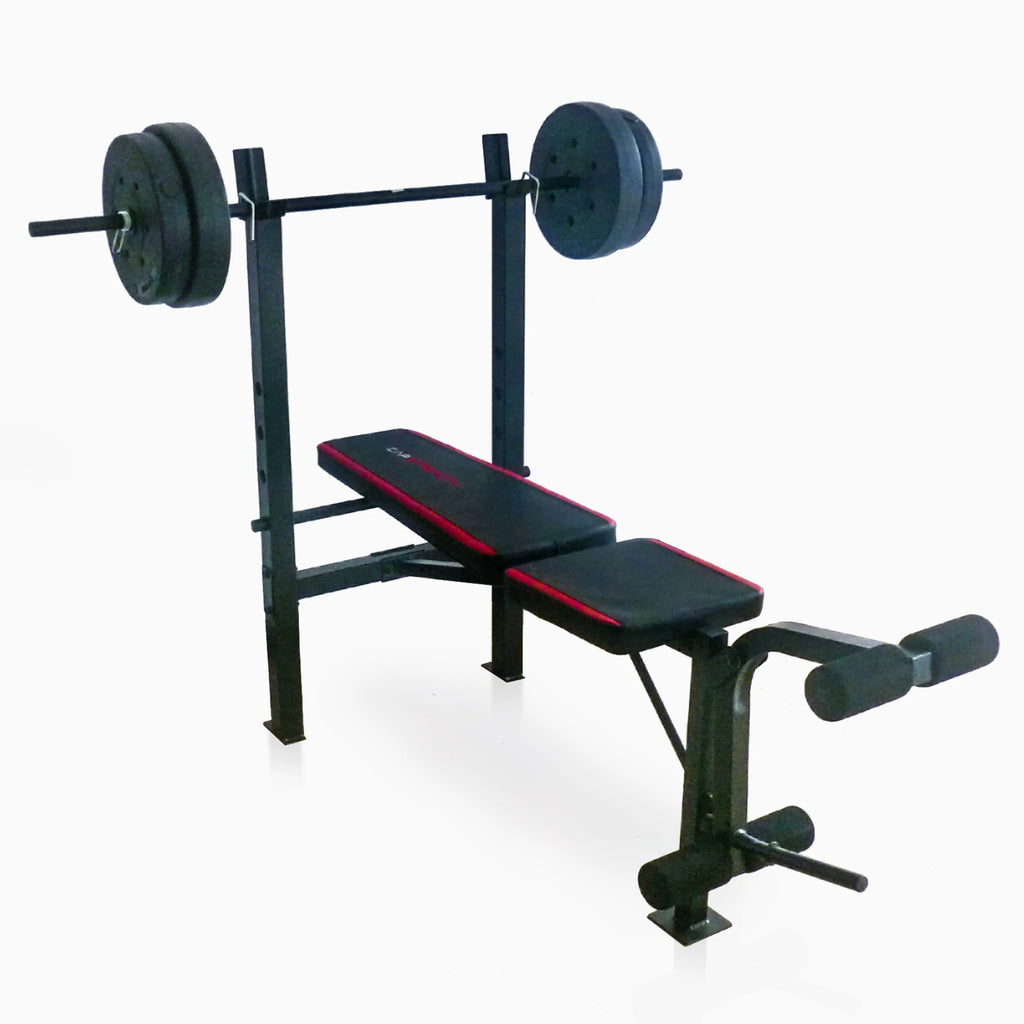 Adjustable Weight Bench with Rack and 90 lb. Weight Set N6876