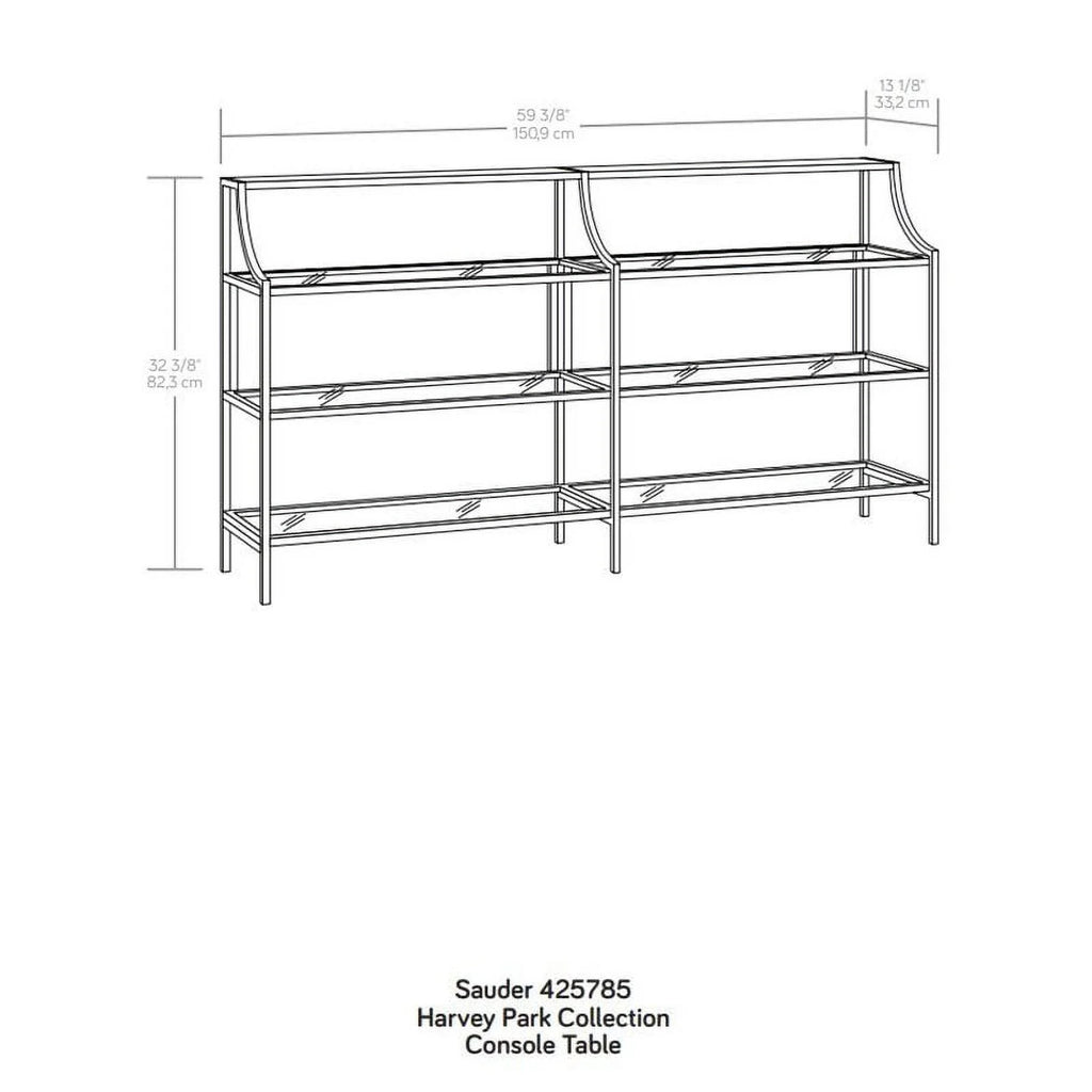 Black 3 Shelf Metal Framed Glass Console Table W456