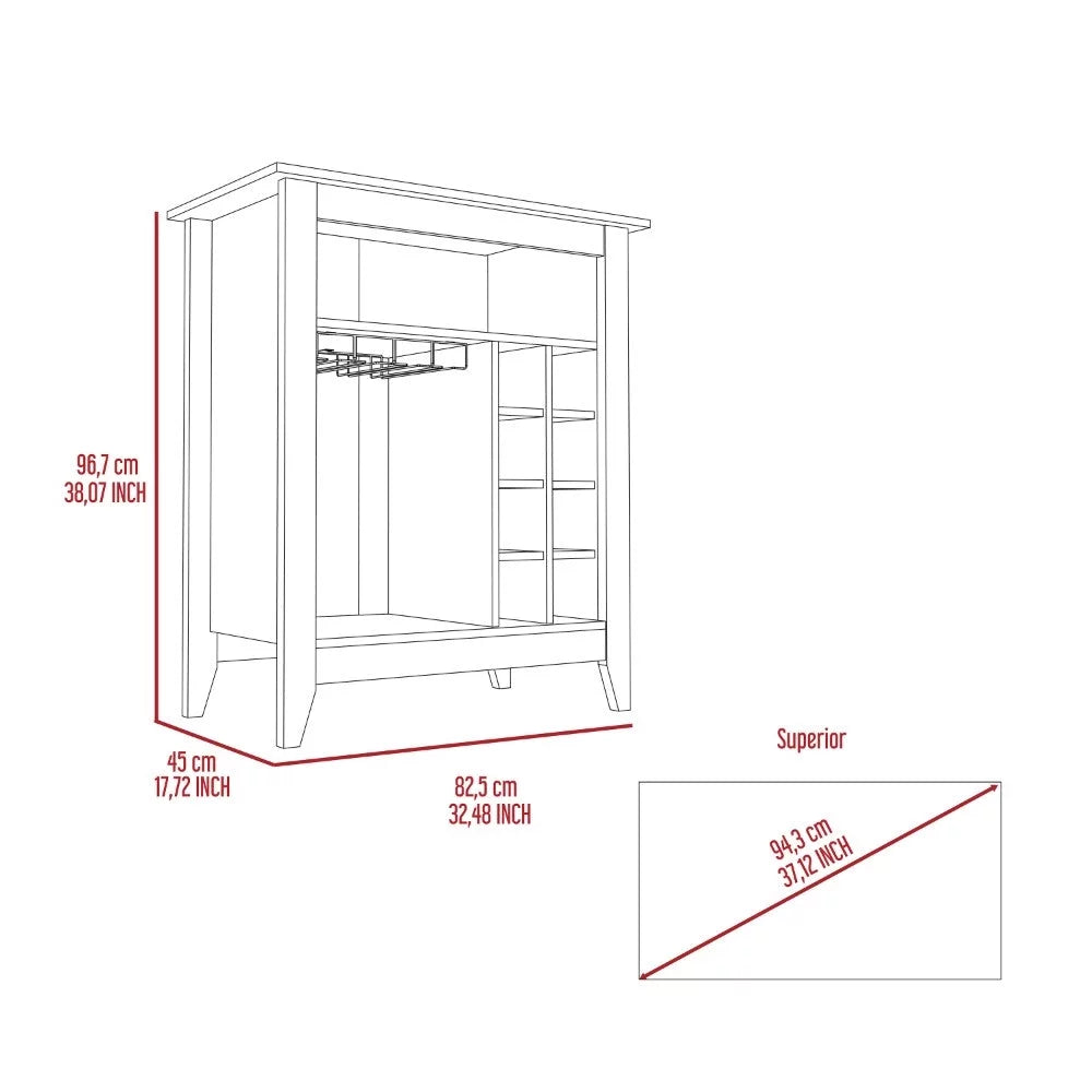 Light Gray Bar Cabinet with Wine Cubbies J3997