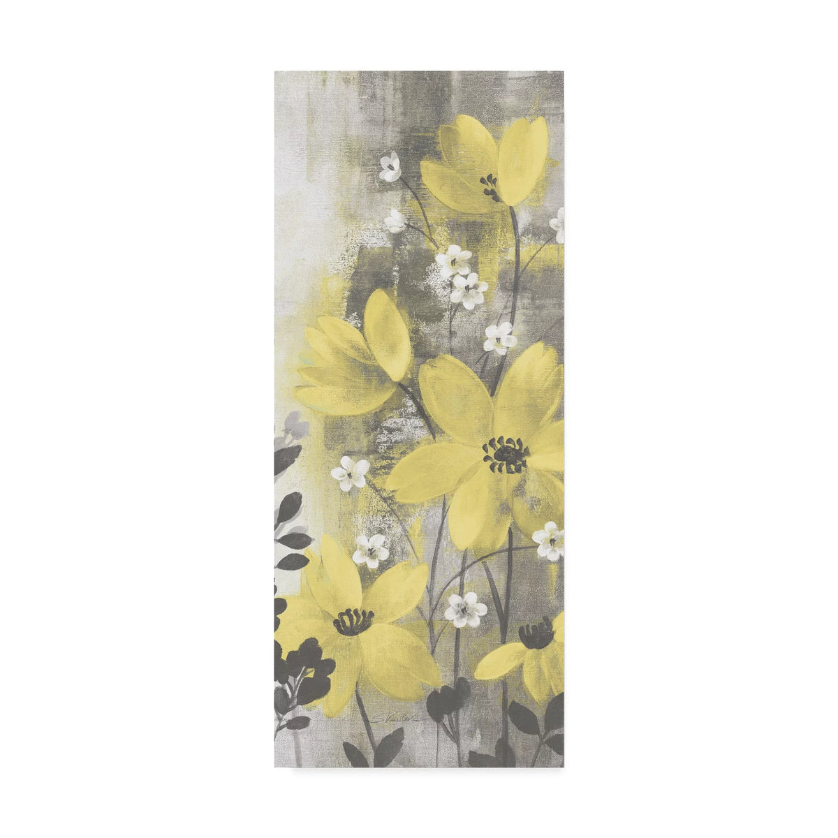 Floral Symphony Yellow Gray Canvas Art F363307