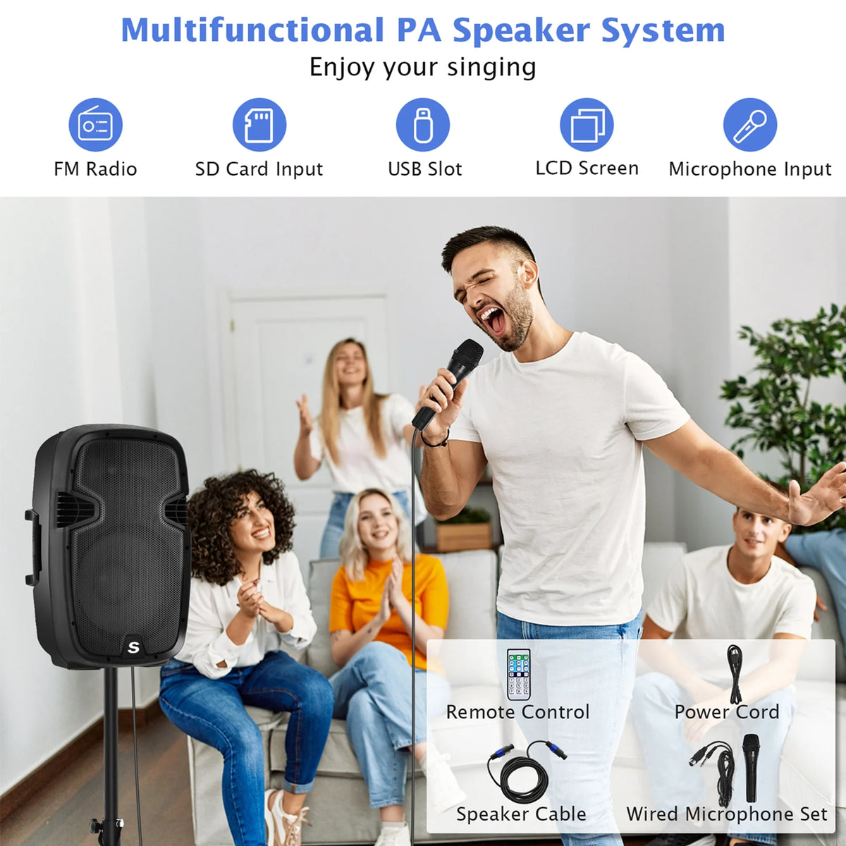 2000W Powered Speakers with Speaker Stands V3127