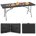 White 6 FT Plastic Folding Table with Carrying Handle W3882