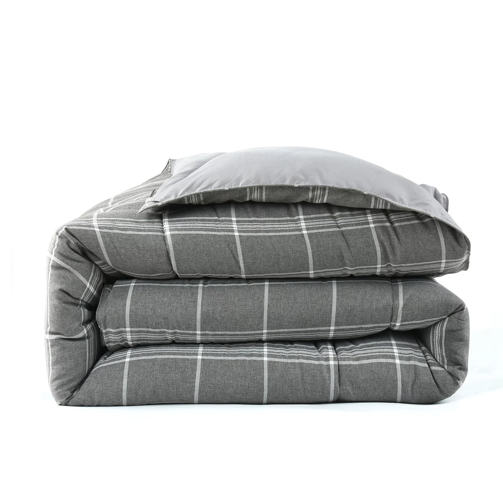 Reversible Check Pattern Comforter Set Queen N985548