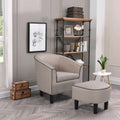 Beige Accent Chair with Ottoman L482949