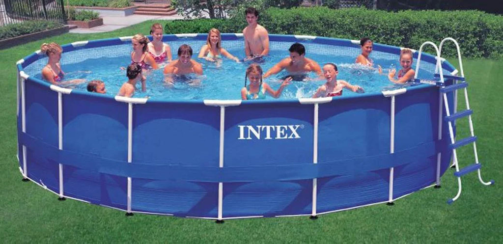 18ft x 48in Round Metal Frame Above Ground Swimming Pool Set with Pump O748015