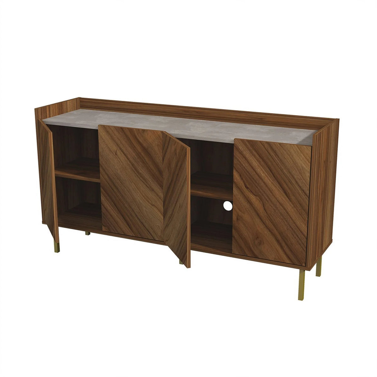 Brown Oak Engineered Wood Sideboard/Console Table O489602
