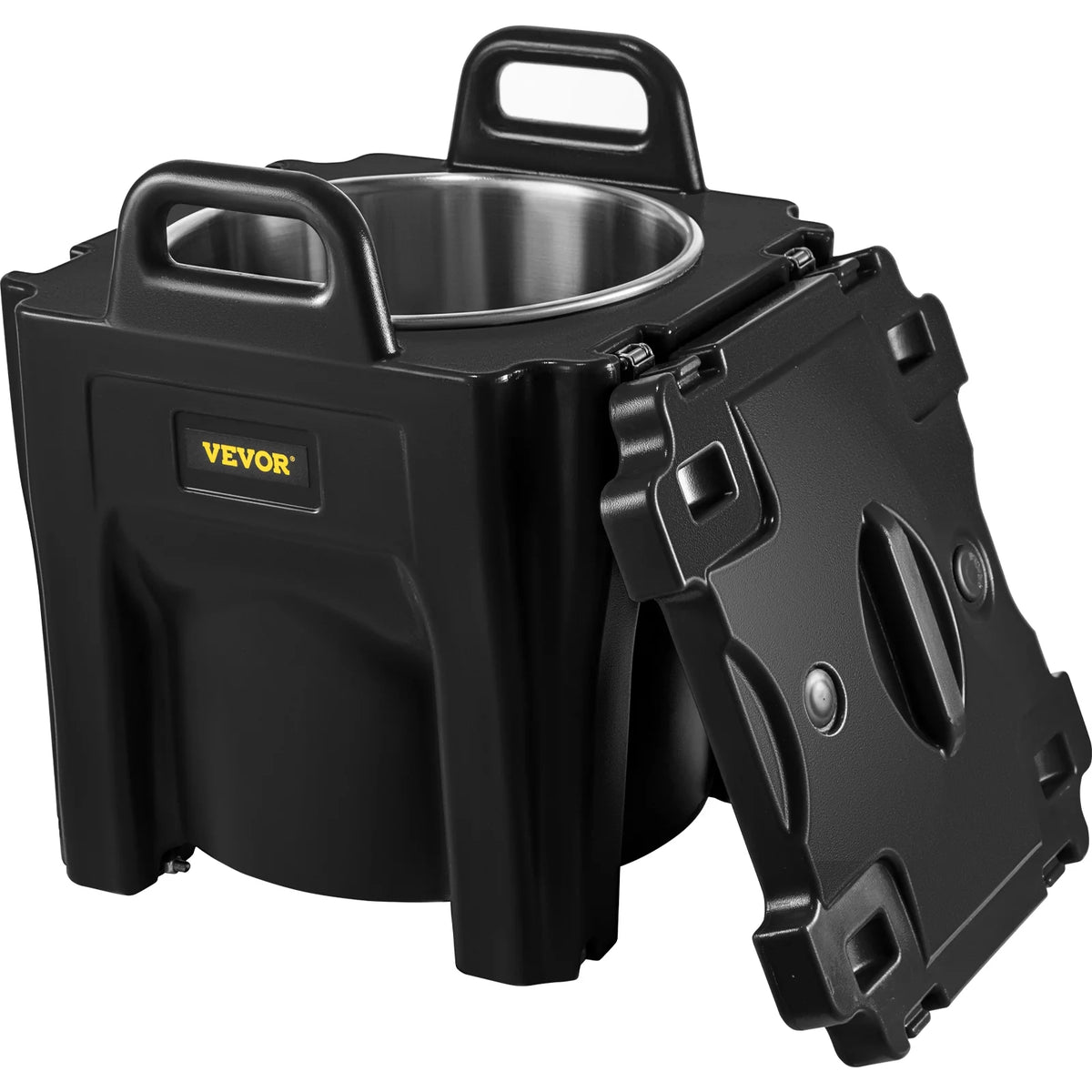 Black 32Qt Insulated Stackable Food Carrier with Stainless Steel Barrel P758