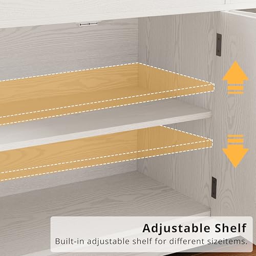 Natural Wood Buffet Cabinet with Drawers and Doors A144411