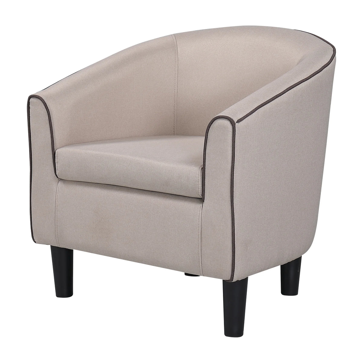 Beige Accent Chair with Ottoman L482949