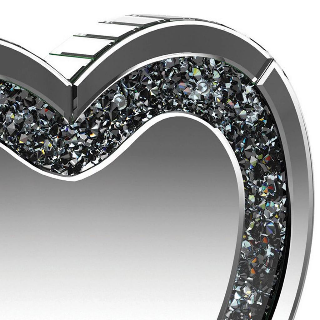 20 Inch Heart Crystal Trim Glass Vanity Mirror V1824
