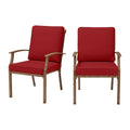 Brown Wicker Outdoor Patio Dining Chair with Red Cushions 2-Pack M493928