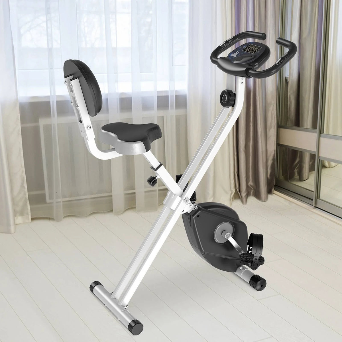 Foldable Upright Bike with LCD Screen Grey O557890