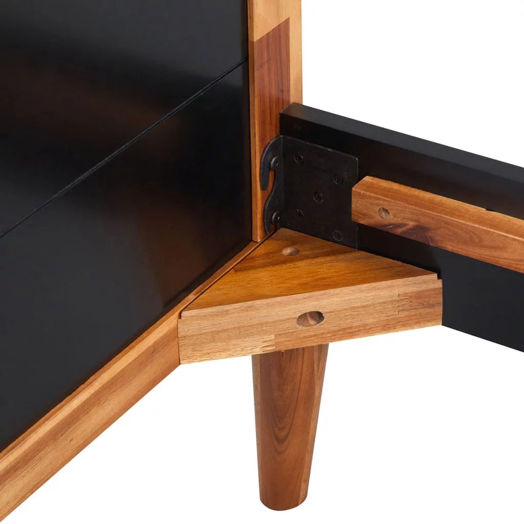 Black Solid Acacia Wood Bed Frame C5523
