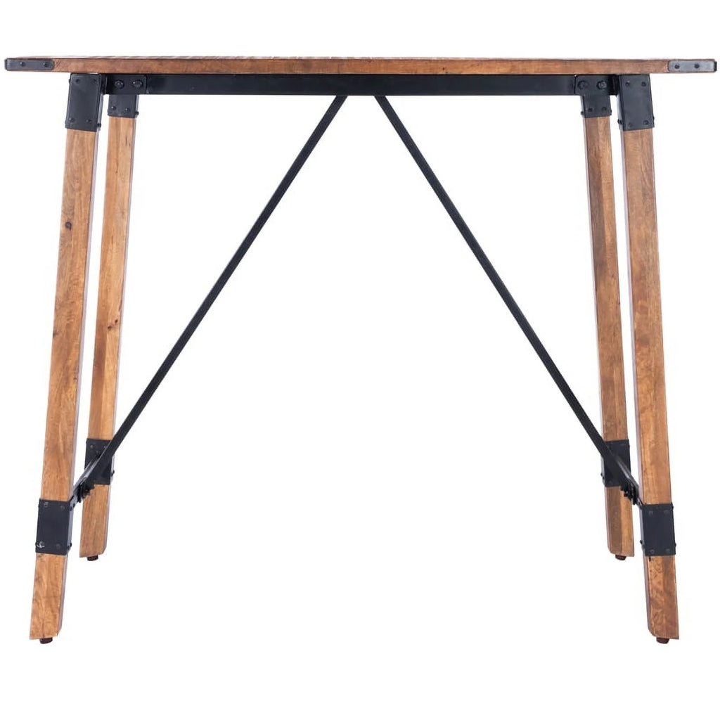 Industrial Wood and Metal Pub Table in Beige P911196